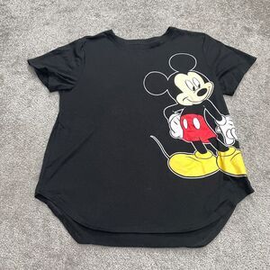 Disney Mickey Mouse Graphic T-Shirt Kids Girls XXL Black Crew Neck Casual Tee